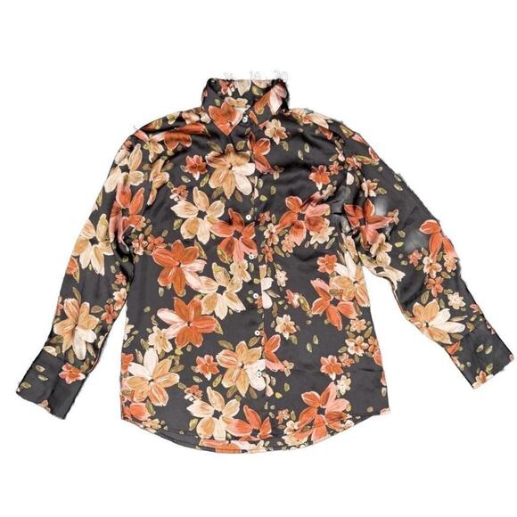 Tamara H Tops - Tamara H Floral Long Sleeve Button-Up Blouse